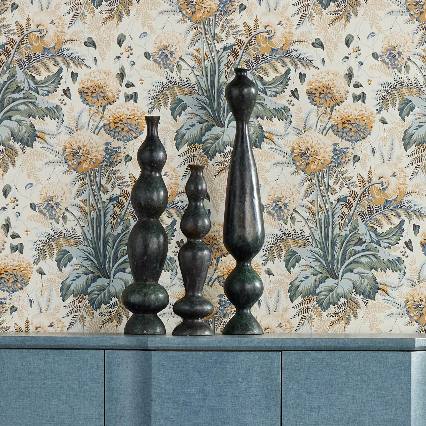 010 SI-2133991,SI-2133992,SI-2133993 | Lifestyle | Luganzo Bronze Vase by Currey and Company in jade green, gold. Made from bronze in a modern style.