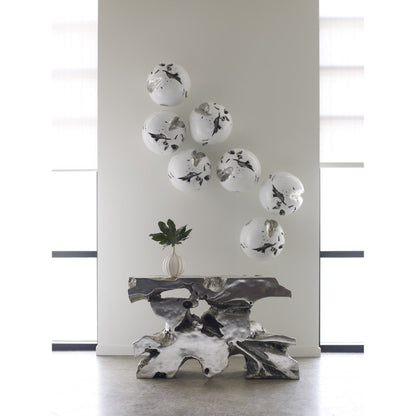 Cast Root Wall Ball by Phillips Collection in white, silver. Made from resin in a modern style.