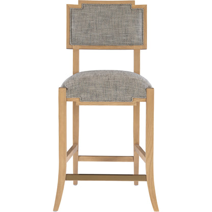 Melanie Counter Stool by Currey and Company in blonde ash wood, brass. Made from ash wood, brass in a transitional style.