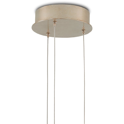 Virtu 3-Light Round Multi-Drop Pendant by Currey and Company in natural, silver. Made from clamrose shell, metal, composite in a modern style.