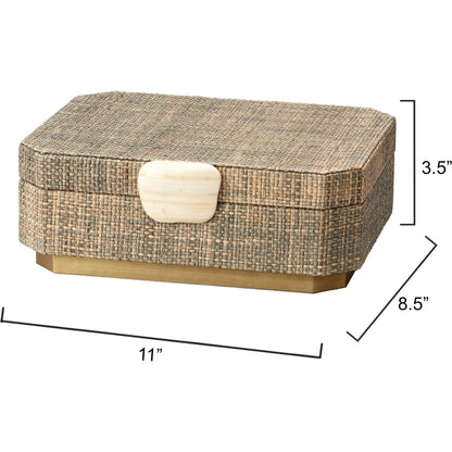 Eden Box by Jamie Young. Made from raffia, ox bone, chambrey in a cottage & farmhouse style.