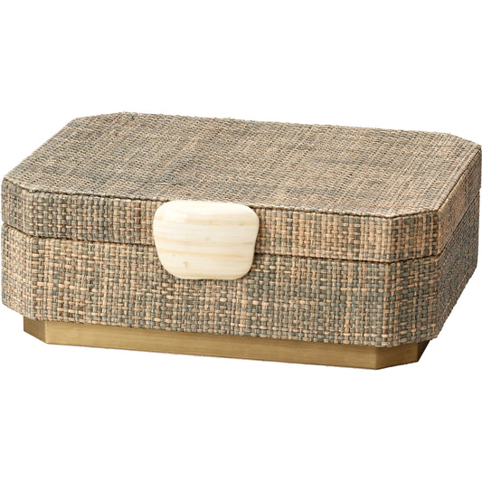 Eden Box by Jamie Young. Made from raffia, ox bone, chambrey in a cottage & farmhouse style.