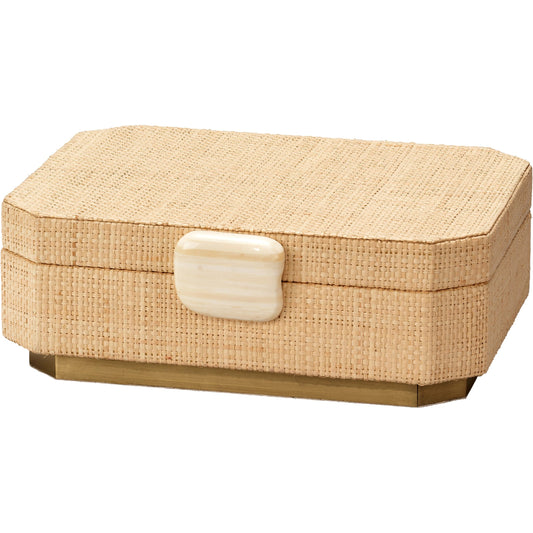 Eden Box by Jamie Young. Made from raffia, ox bone, chambrey in a cottage & farmhouse style.