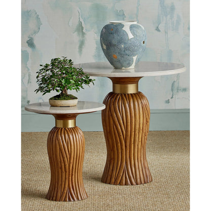 Bloom Blue & Ivory Vase by Currey and Company in textured blue, off-white, gold. Made from porcelain in a modern style.