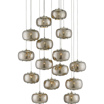 Pepper Pendant by Currey and Company in painted silver, nickel. Made from metal in a modern style.