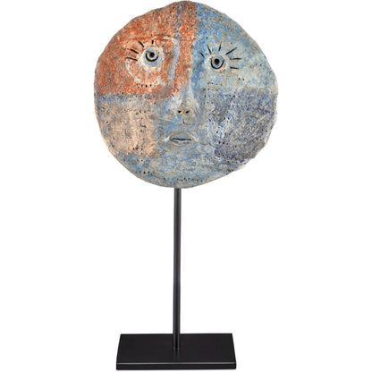 Artisan Face Disc by Currey and Company in multi-color. Made from ceramic, metal in a modern style.