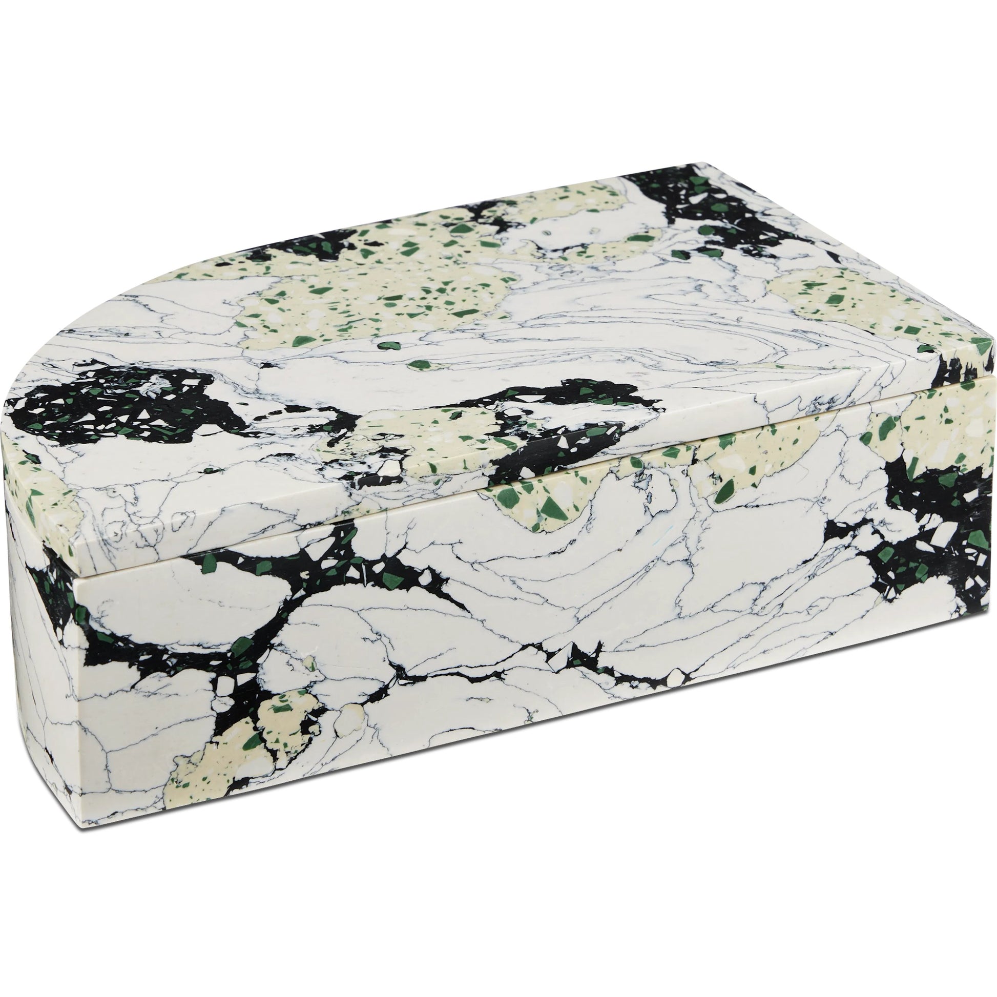 Fossey Box by Currey and Company in white, black. Made from composite stone in a modern style.