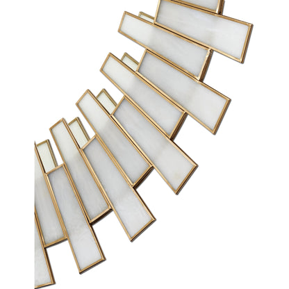 Glasdele Mirror by Currey and Company in antique brass, white, mirror. Made from iron, glass in a modern style.