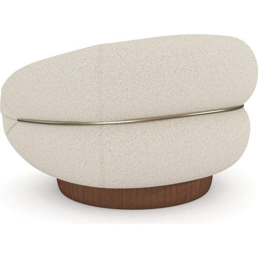 Smoosh Swivel Chair by Caracole in retro walnut, champagne gold. Made from unique in a unique style.