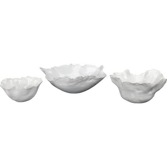 Fleur Ceramic Bowls by Jamie Young in white ceramic. Made from ceramic in a eclectic & global style.