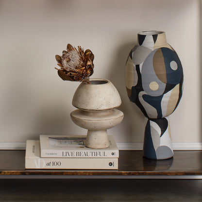 Foundation Decorative Vase by Jamie Young in cream. Made from ceramic in a modern style.