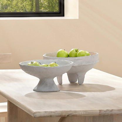 Garden Pedestal Bowl by Jamie Young in cream. Made from cotton mache in a modern style.