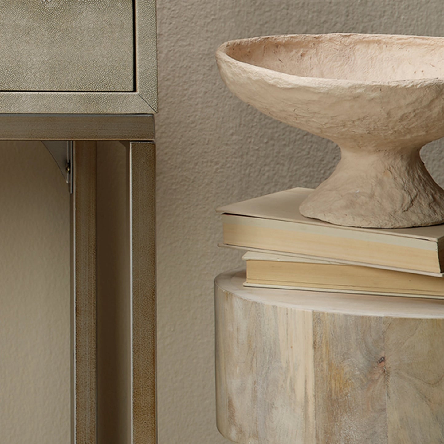 010 SI-2018891 | Lifestyle | Garden Pedestal Bowl by Jamie Young in cream. Made from cotton mache in a modern style.