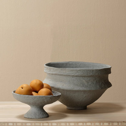 Garden Pedestal Bowl by Jamie Young in cream. Made from cotton mache in a modern style.