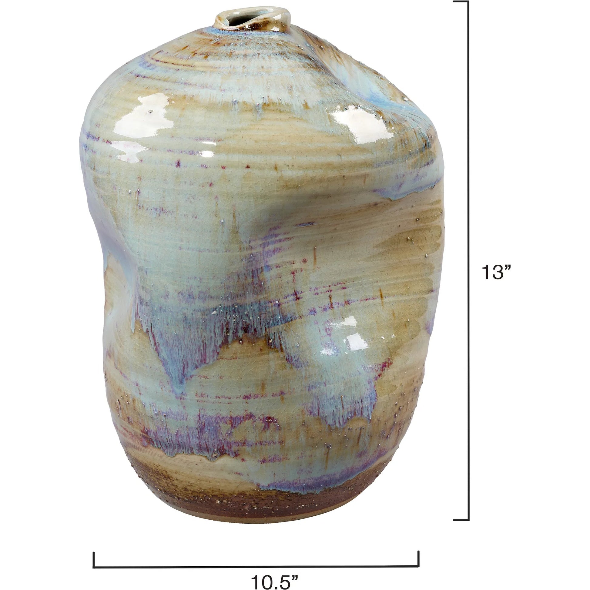 Granada Vessel by Jamie Young in blue and reactive blue, natural, purple glaze. Made from ceramic in a modern style.