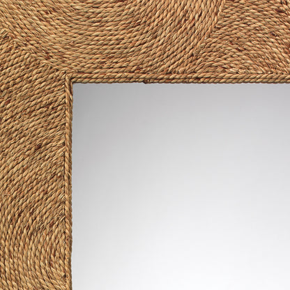 Harbor Floor Mirror by Jamie Young in natural seagrass. Made from seagrass in a coastal style.
