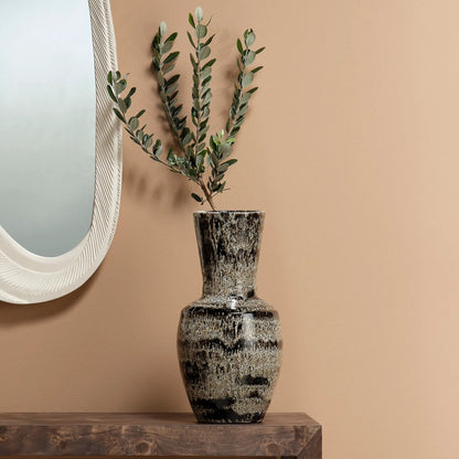 Jones Vase by Jamie Young in beige, black. Made from ceramic in a eclectic & global style.