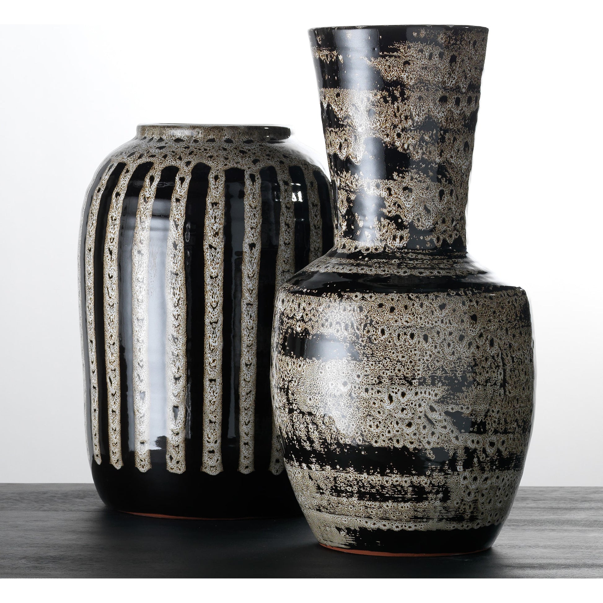 Jones Vase by Jamie Young in beige, black. Made from ceramic in a eclectic & global style.