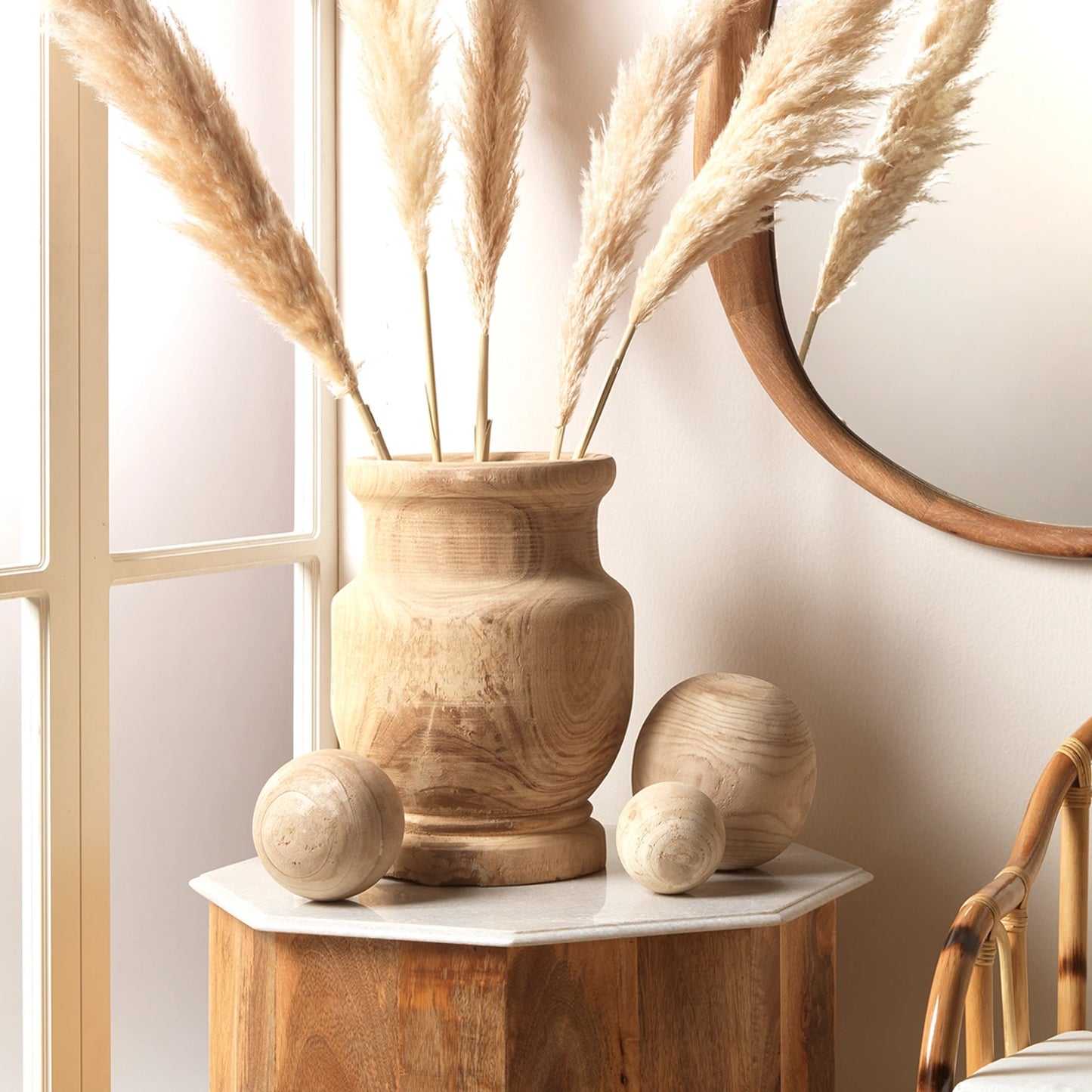 004 S-292028 | Lifestyle | Laguna Wooden Vase by Jamie Young in natural wood. Made from wood in a transitional style.