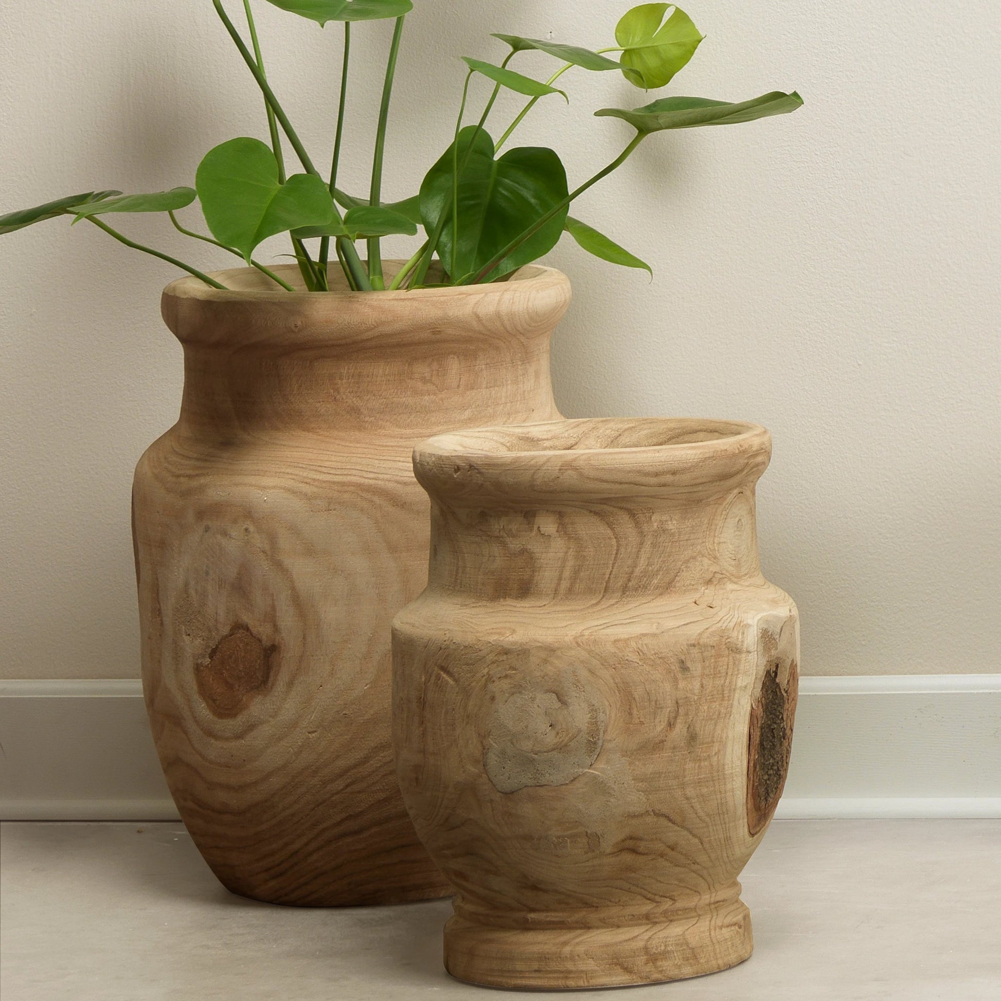 Laguna Wooden Vase by Jamie Young in natural wood. Made from wood in a transitional style.