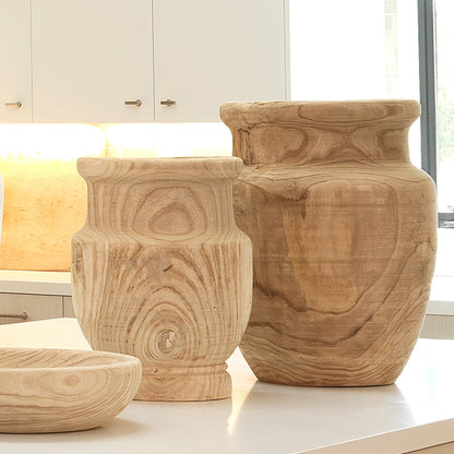 Laguna Wooden Vase by Jamie Young in natural wood. Made from wood in a transitional style.