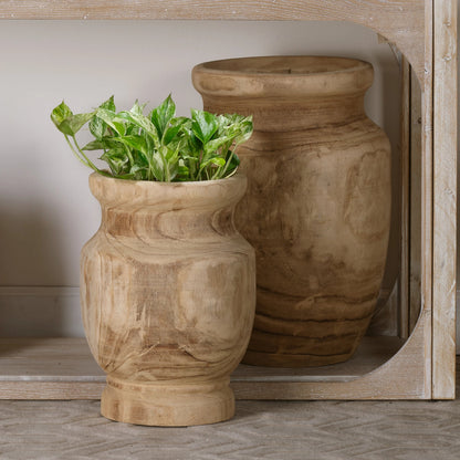 Laguna Wooden Vase by Jamie Young in natural wood. Made from wood in a transitional style.