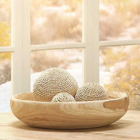 Laurel Wooden Bowl by Jamie Young in natural wood. Made from wood paulownia tree in a cottage & farmhouse style.