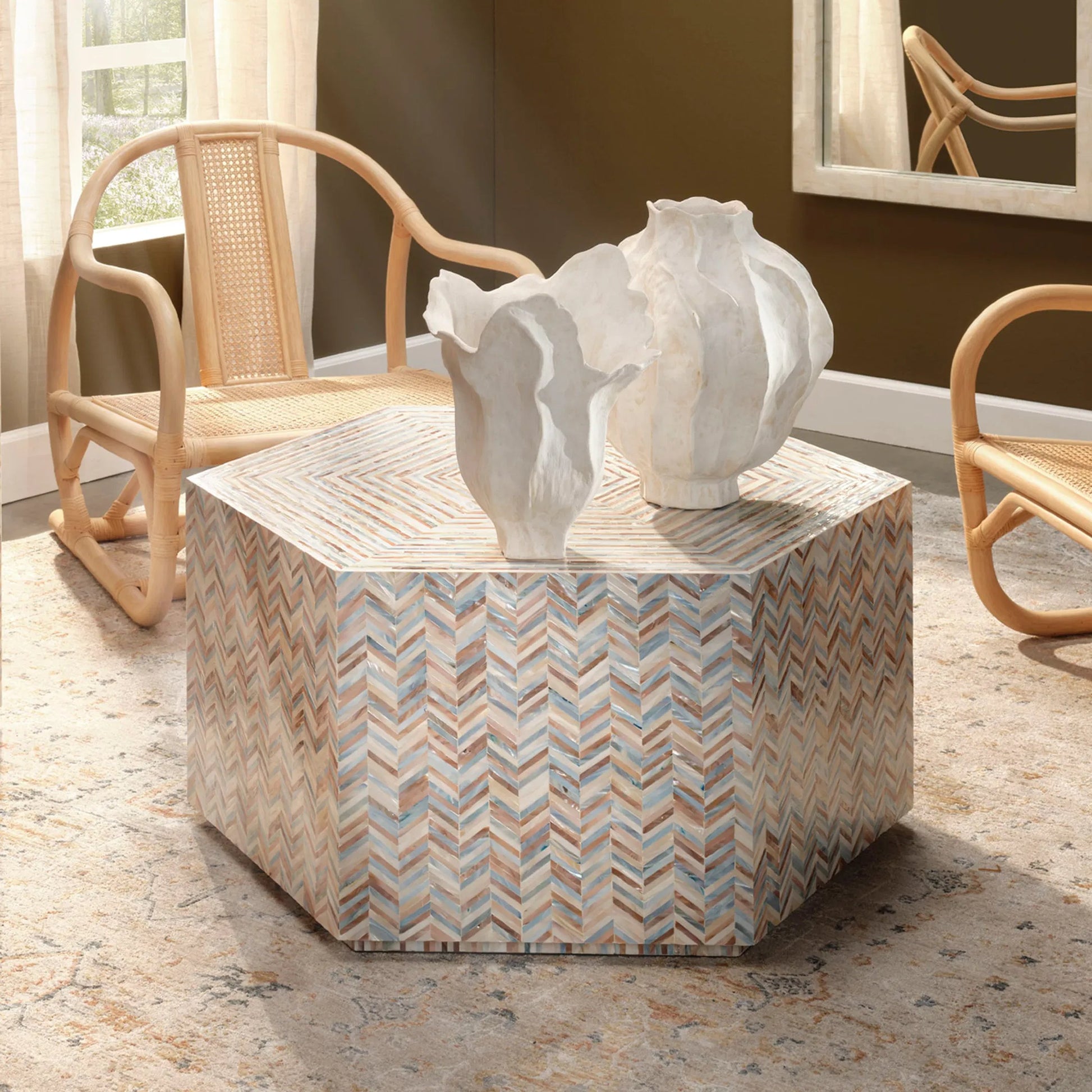 Lilly Vase by Jamie Young in white and white, cream matte. Made from porcelain in a modern style.