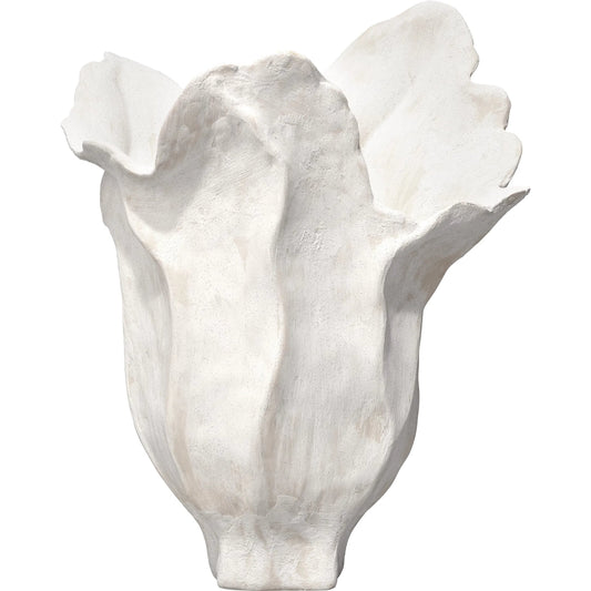 Lilly Vase by Jamie Young in white and white, cream matte. Made from porcelain in a unique style.