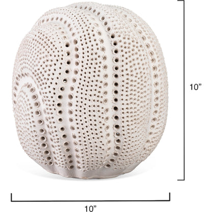 Lunar Sphere by Jamie Young in matte white. Made from porcelain in a coastal style.
