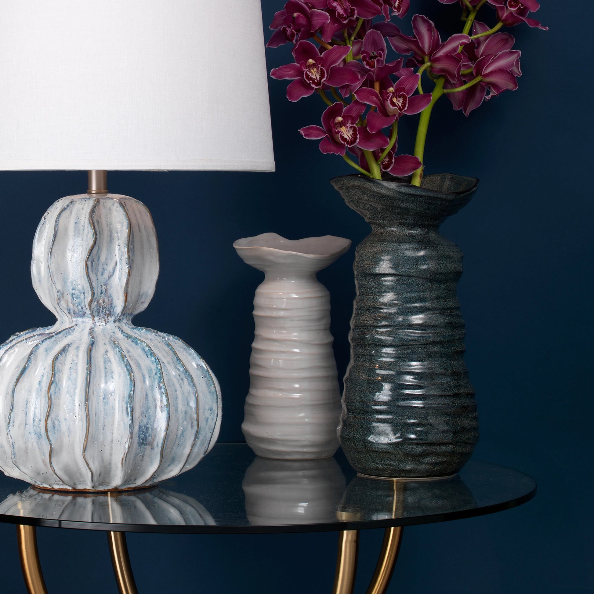 Marine Vase by Jamie Young in cream. Made from ceramic in a eclectic & global style.