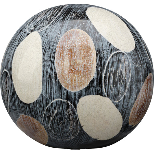 Painted Sphere by Jamie Young in cream, white, black. Made from ceramic in a modern style.