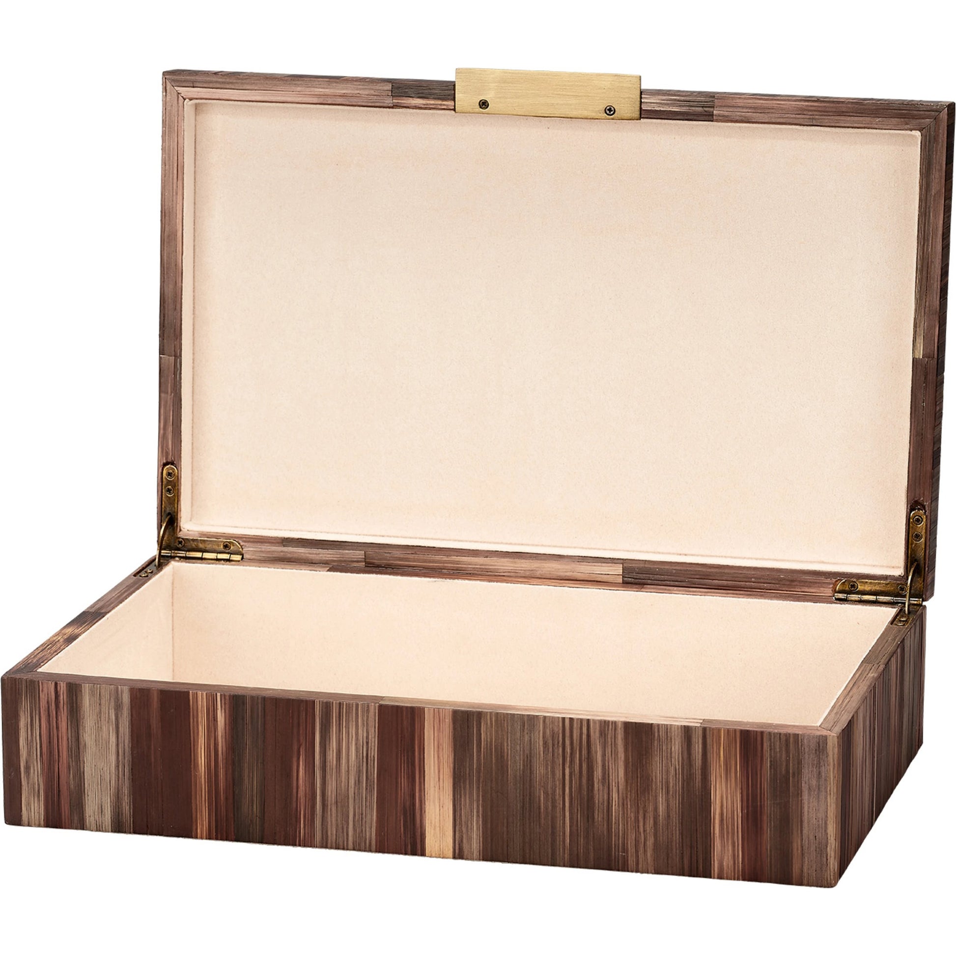 Palm Marquetry Box by Jamie Young. Made from straw, mdf, chambray, iron, suede in a modern style.