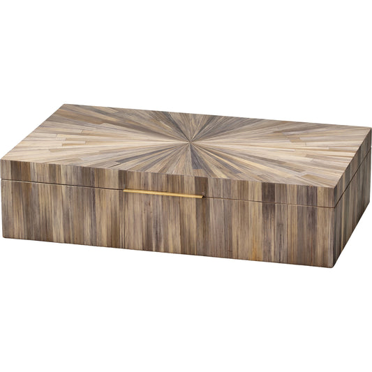 Palm Marquetry Box by Jamie Young. Made from straw, mdf, chambray, iron, suede in a modern style.
