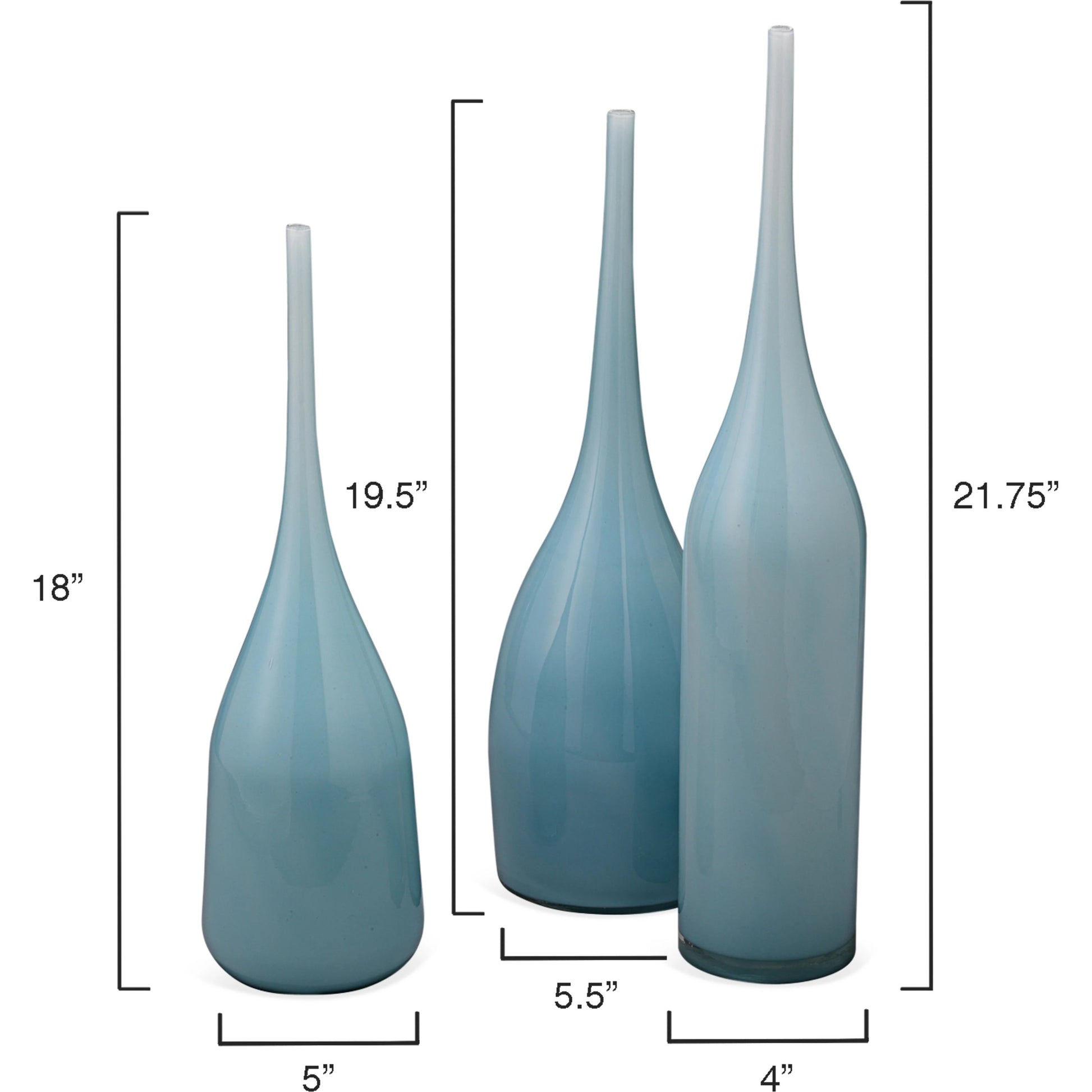 Pixie Decorative Vases by Jamie Young in periwinkle blue glass. Made from glass in a coastal style.