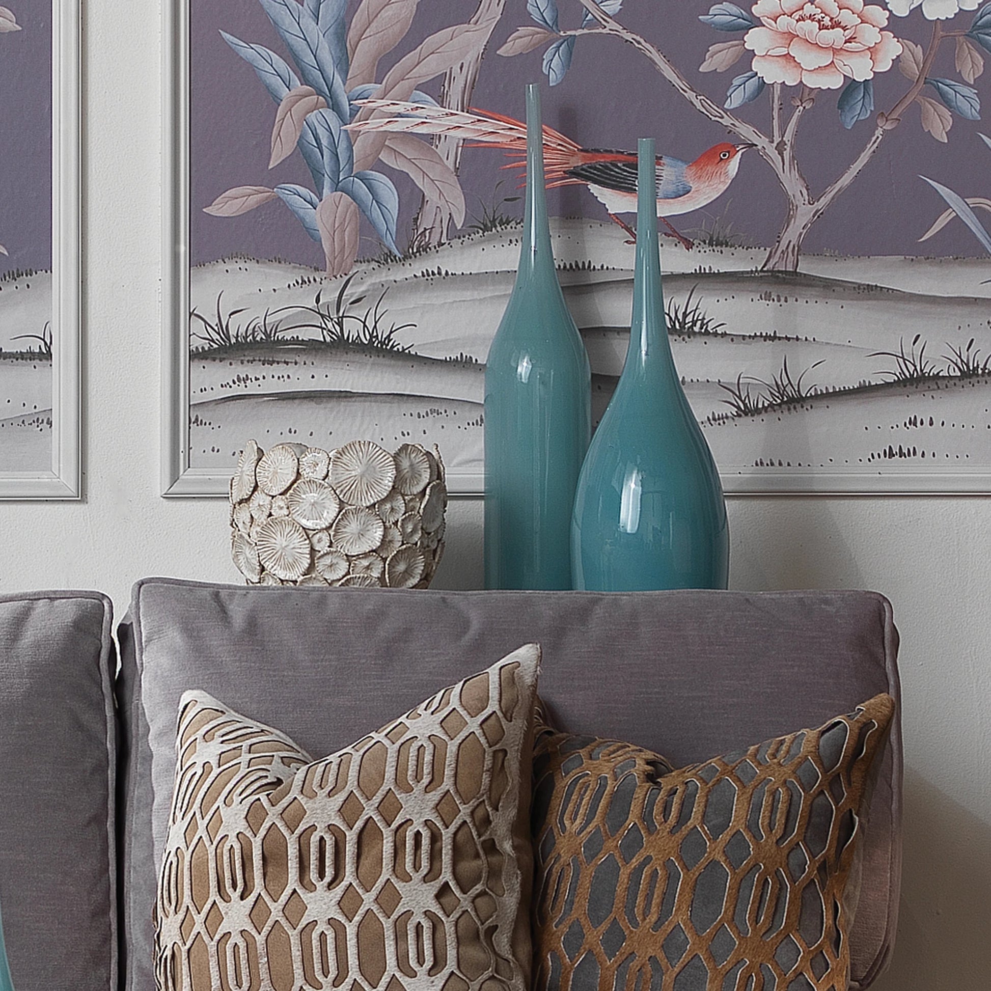 Pixie Decorative Vases by Jamie Young in periwinkle blue glass. Made from glass in a coastal style.