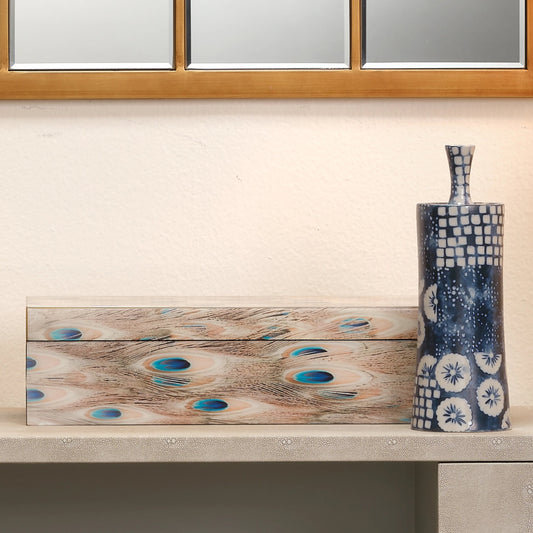 Plume Box by Jamie Young in white peacock. Made from mdf in a eclectic & global style.