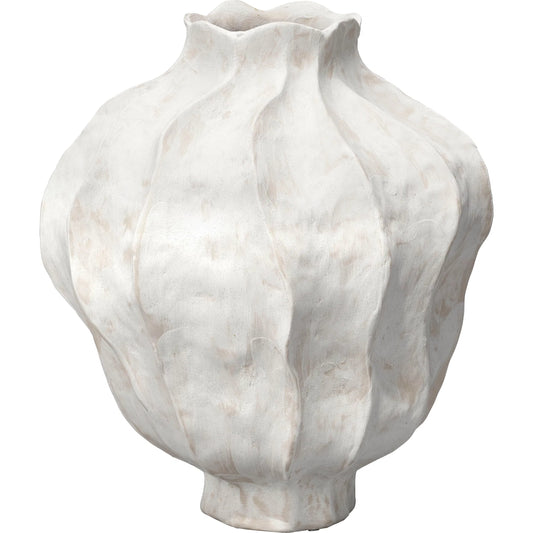 Poppy Vase by Jamie Young in white and white, cream matte. Made from porcelain in a modern style.