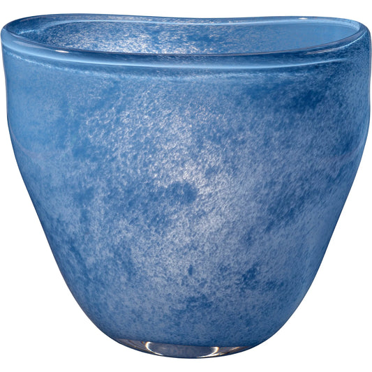 Puddle Vase by The Livingston Collection in blue and blown blue glass. Made from glass in a unique style.