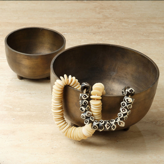 Relic Footed Bowl by Jamie Young in antique brass. Made from metal in a modern style.