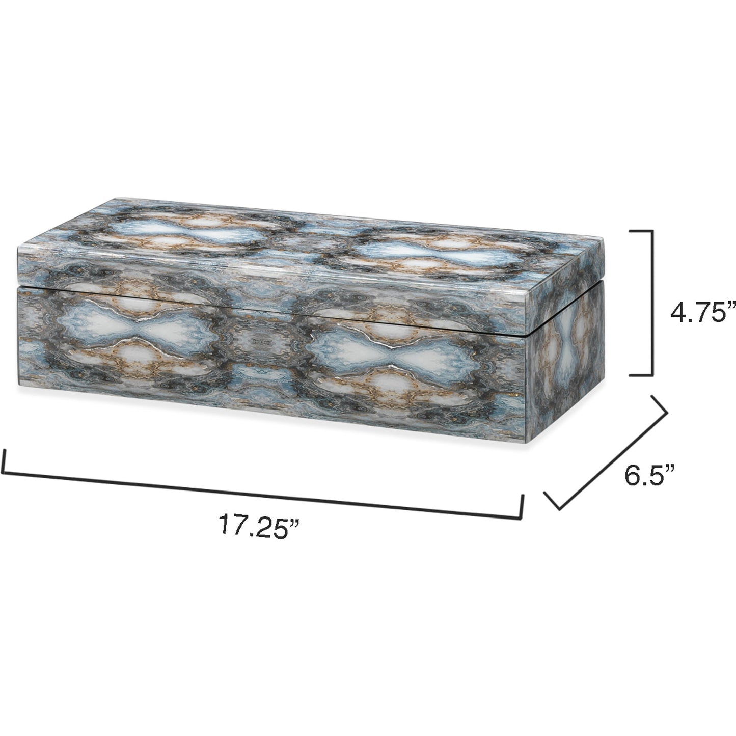 004 SR-867184 | Additional Silo | Rorschach Long Box by Jamie Young in indigo blue lacquer. Made from mdf in a eclectic & global style.