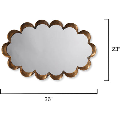 Scalloped Mirror by Jamie Young in antique brass. Made from metal in a transitional style.