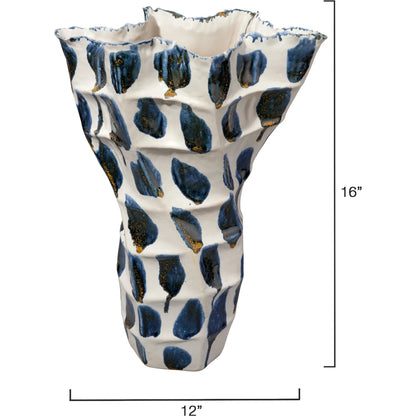 Seurat Vase by Jamie Young in blue and reactive blue glaze spotted. Made from ceramic in a eclectic & global style.