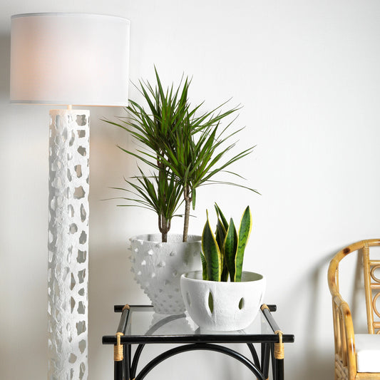Spike Vase by Jamie Young in textured matte white. Made from ceramic in a coastal style.