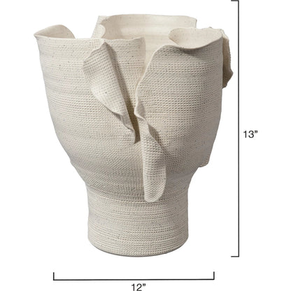 Torn Wide Vessel by Jamie Young in white and matte white porcelain. Made from porcelain in a modern style.