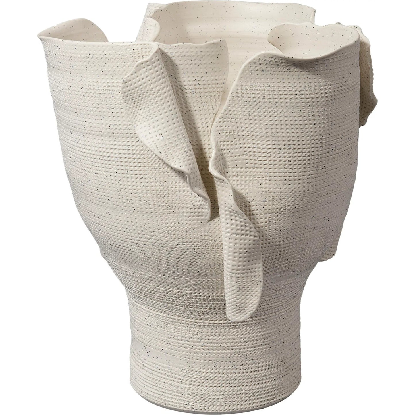 001 SI-2320419 | Primary Silo | Torn Wide Vessel by Jamie Young in white and matte white porcelain. Made from porcelain in a modern style.