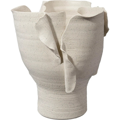 Torn Wide Vessel by Jamie Young in white and matte white porcelain. Made from porcelain in a modern style.