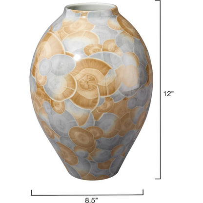 Tranquil Vase by Jamie Young in blue and printed blue, natural ceramic glaze. Made from ceramic in a eclectic & global style.