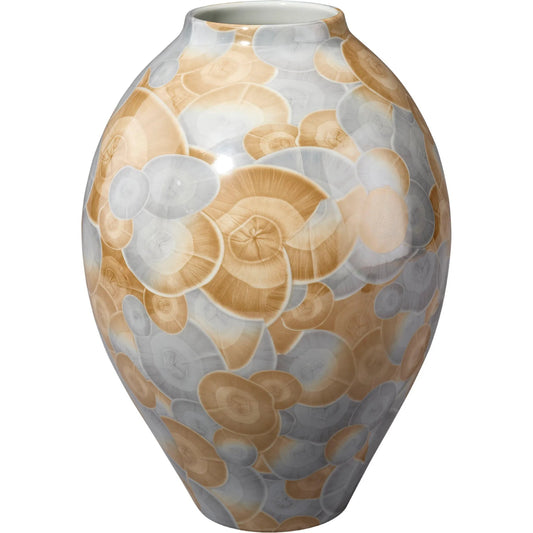 Tranquil Vase by The Livingston Collection in blue and printed blue, natural ceramic glaze. Made from ceramic in a unique style.