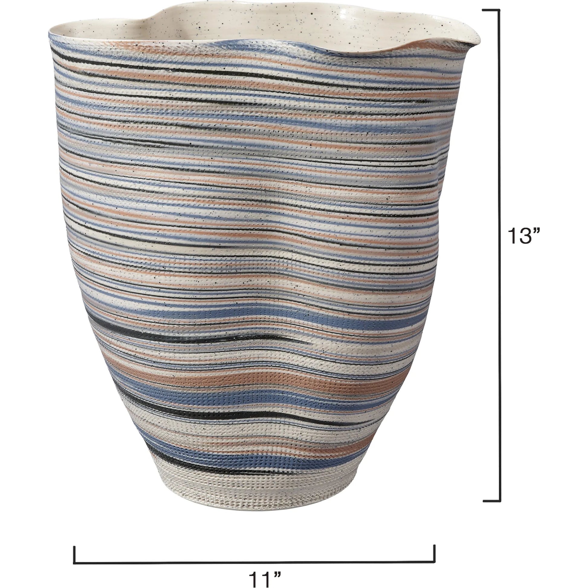 Undulation Vase by Jamie Young in blue and matte, textured white, blue. Made from porcelain in a eclectic & global style.